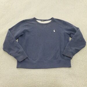 Polo Ralph Lauren Sweatshirt Womens XL Navy Blue Crewneck Pony Logo Cotton Blend